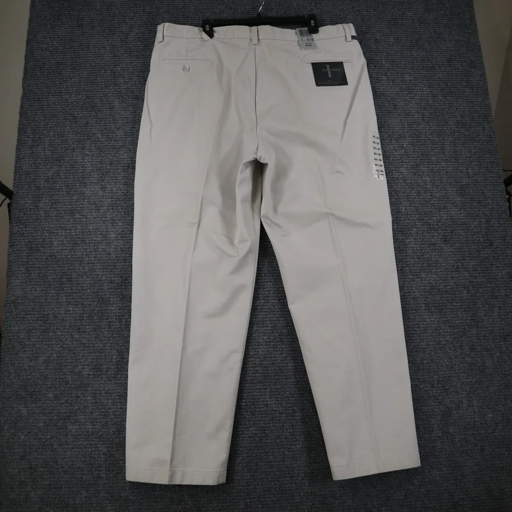 Dockers Recode Pleated Khaki Pants Mens 42x30 Beige Cotton Twill Business Casual
